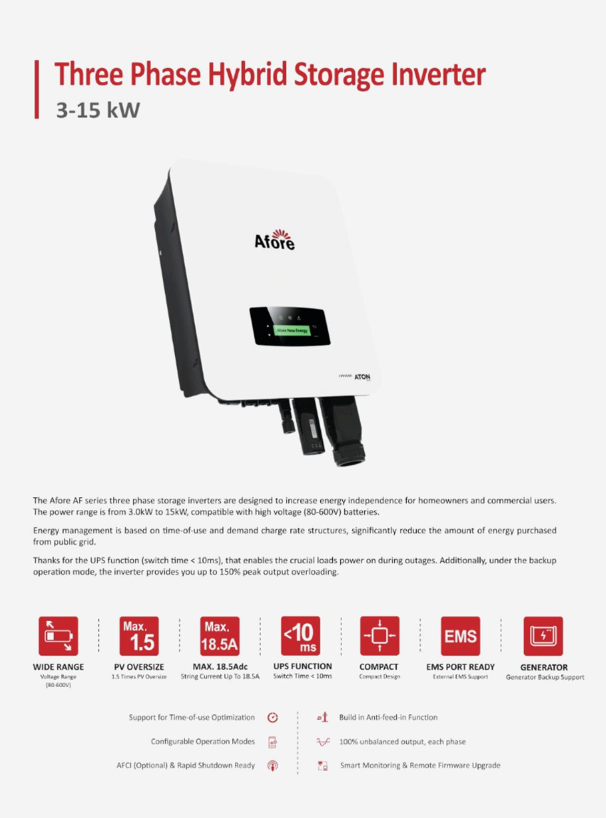 Afore Three Phase Inverter 3-15kw