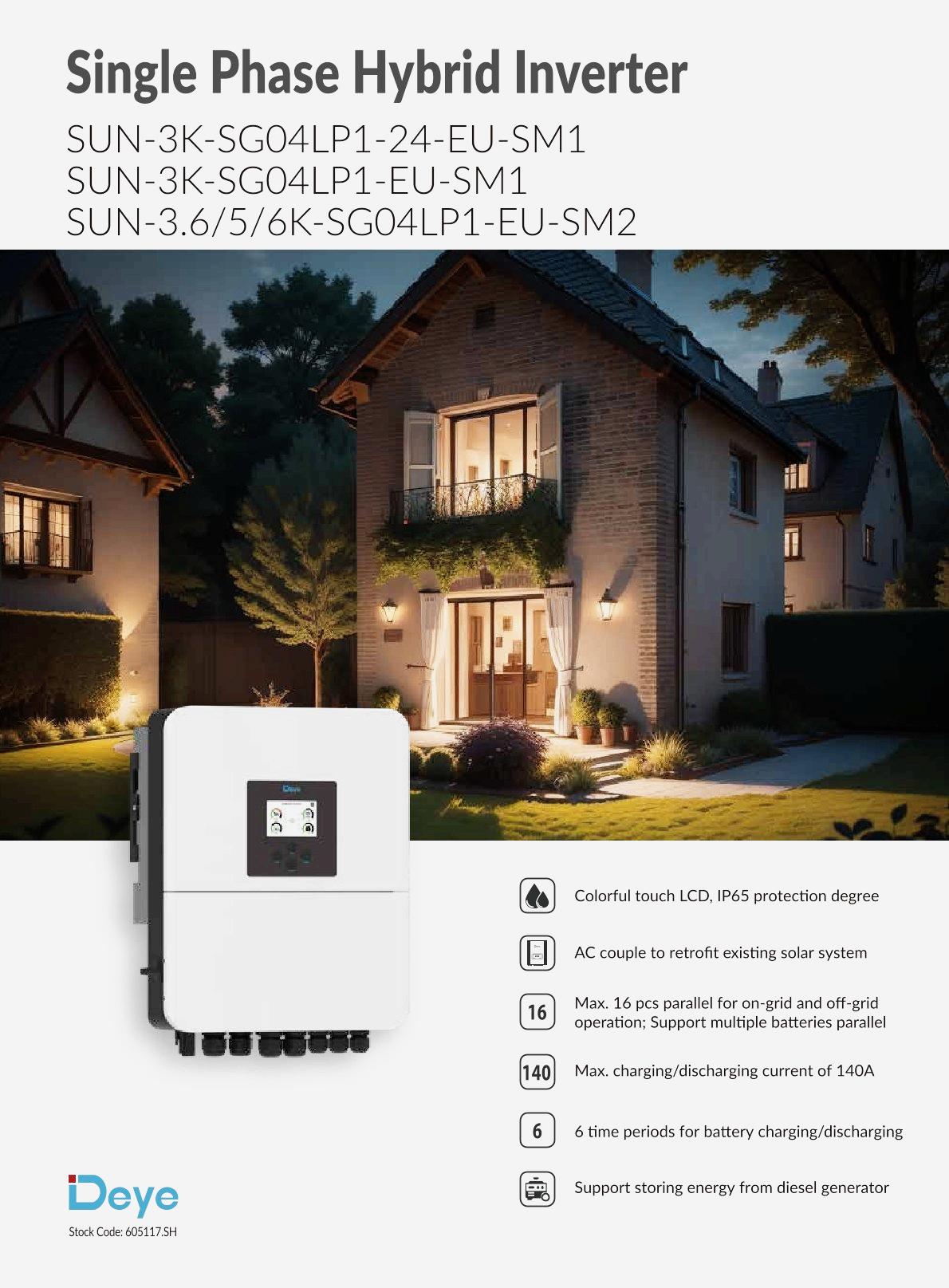 Deye Single Phase Hybrid Inverter 3-6kw