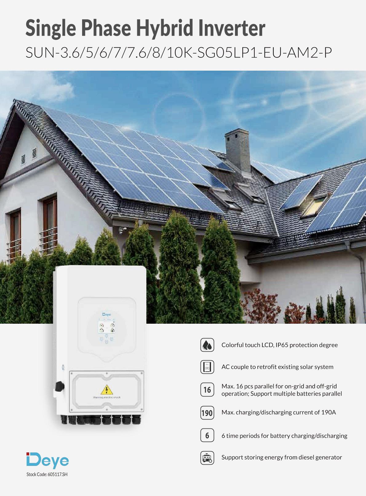 Deye Single Phase Hybrid Inverter 3.6-10kw